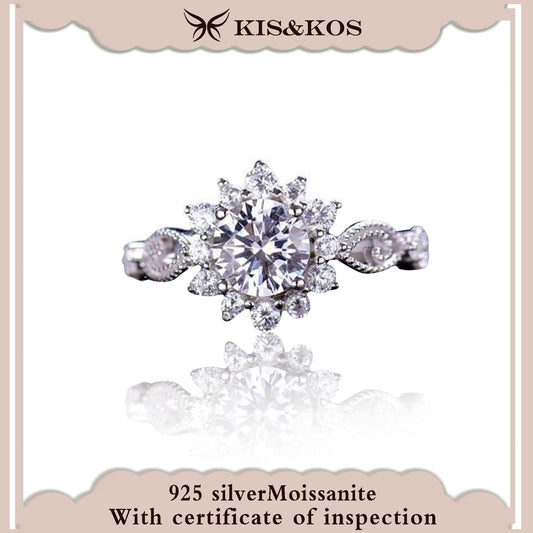 #101 KIS&KOS S925 Silver Snow Goblin Moissanite Ring 1ct Women's Wedding Band