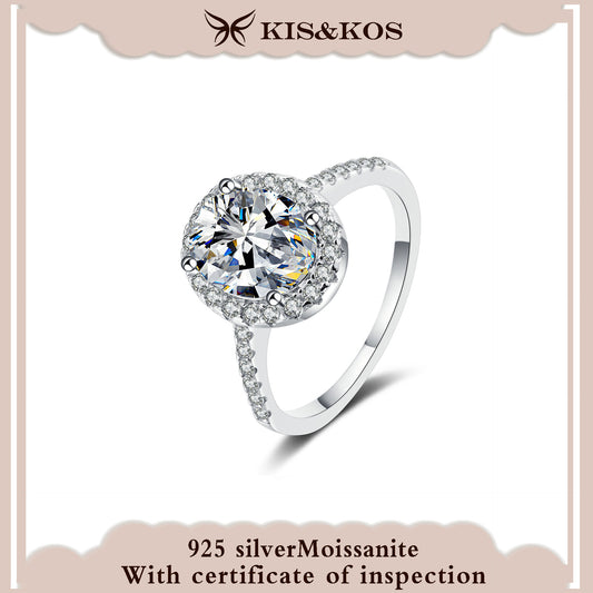 #3 KIS&KOS 925 silver 1ct 2ct egg-shaped moissanite ring