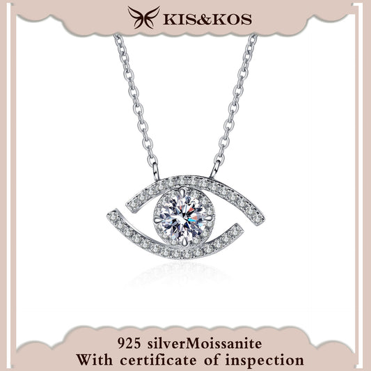 #94 KIS&KOS 925 silver fashion ins pendant with devil's eye 0.5CT moissanite necklace