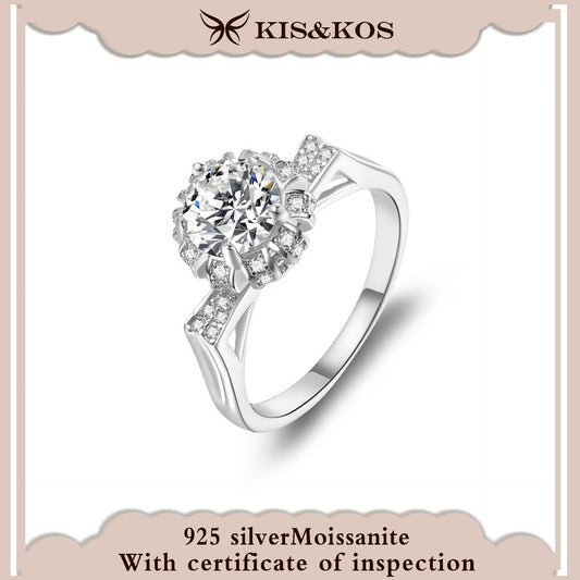 #102 KIS&KOS 925 silver moissanite ring with cat ears