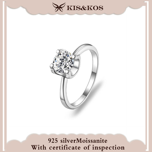 #31 KIS&KOS S925 Female Moissanite Ring D-color Four-claw Nude Classic